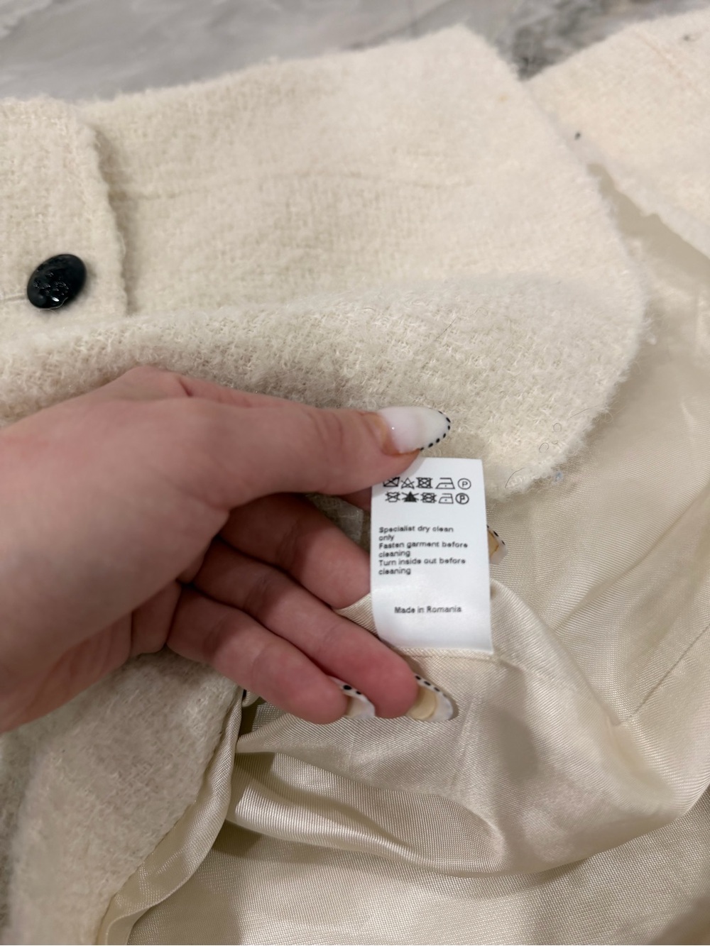 ME+EM Cream Wool Short Pea Coat with Black Buttons - Picture 9 of 9